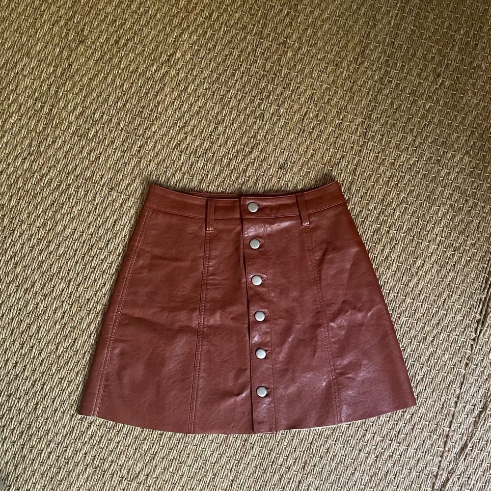 OLIVACEOUS mini leather skirt with buttons